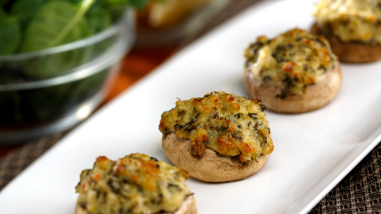 Spinach & Ricotta Stuffed Mushrooms Best Christmas Recipes for Vegetarians